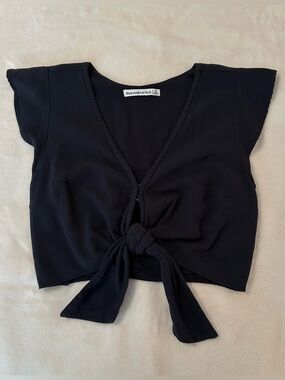 Abercrombie Black Tie-Front Top